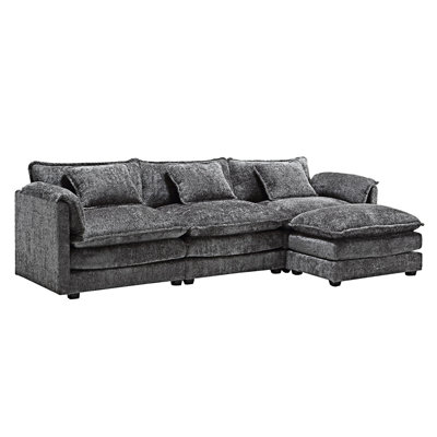 Millan 112" L Shaped Modular Sectional Sofa with Ottoman & Memory Foam