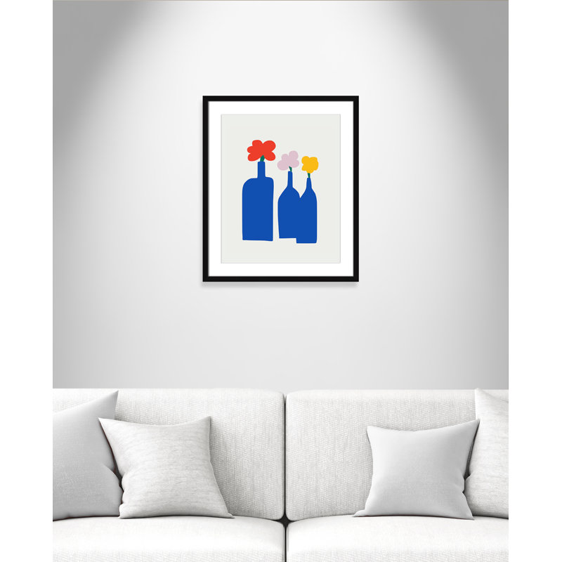 «Bold Blooms Trio Print» par Dean, L 21,5 po x H 25,5 po, Matted Print, Noir satiné