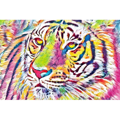 Tiger Head Illustration - Wrapped Canvas Print