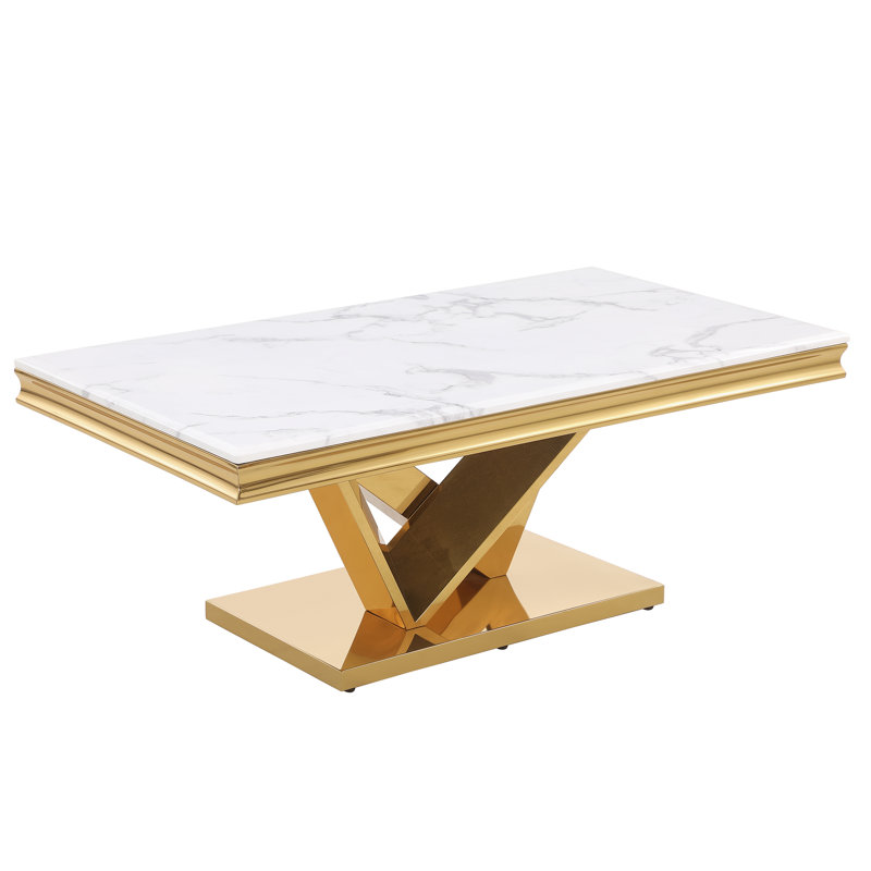  Table basse en marbre Yulianna , Or