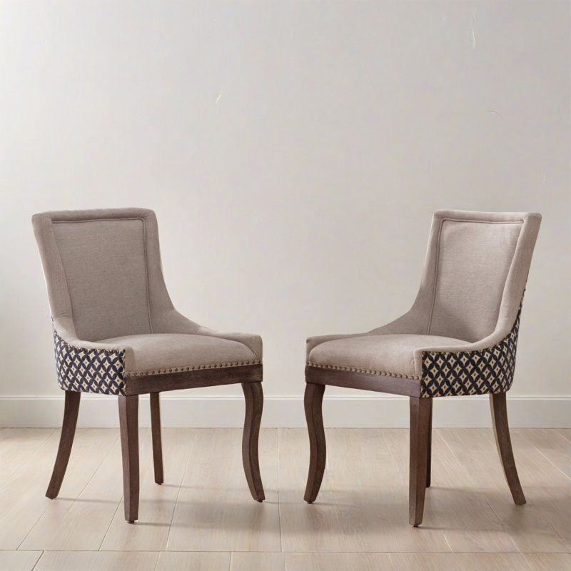 Chaise d'appoint rembourrée à oreilles Wing (ensemble de 2), Beige