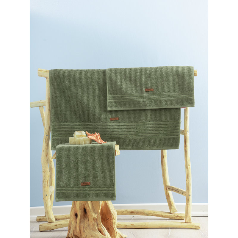 Ensemble de serviettes de luxe en coton vert (3 pièces), serviette de bain (29,5 x 59,1 po), serviette à main (19,7 x 35,4 po), serviette de toilette (11,8 x 19,7 po) | 100% coton, ultra-doux, lavable à la machine | Parfait pour le spa, la salle de bain et l'utilisation quotidienne