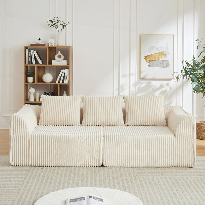 Canapé adapté aux petits espaces, salons, chambres à coucher, Beige Corduroy