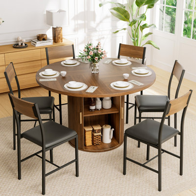 Ensemble de salle à manger 6 personnes 47 "avec chaises et tablette de rangement pour 6 personnes