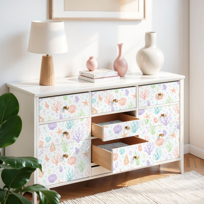 Peel and Stick Wallpaper Contact Paper Seashell Coral Pastel Colors Self Adhesive and Removable 17.7in x 118in(45x300cm)
