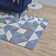 Kahula Geometric Triangle Mosaic Blue/White/Grey Area Rug