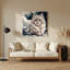 Chats, art mural gris de Mandchourie en métal-1637906048