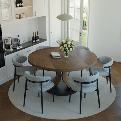 Solid Wood Round Dining Set X-Shape Pedestal