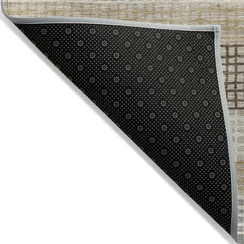 Tapis intérieur lavable rayé beige et ivoire 5 pi x 8 pi