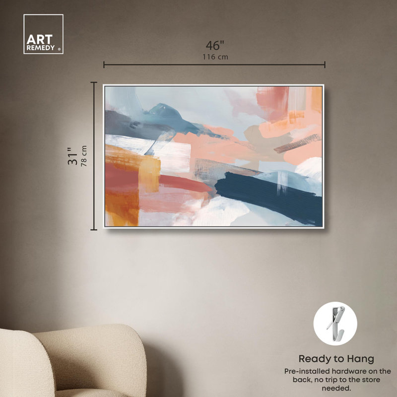 Impression sur toile «Crashing Tide III» par Art Remedy, cadre blanc, 45 x 30, H 31 po x l 46 po, Cadre blanc