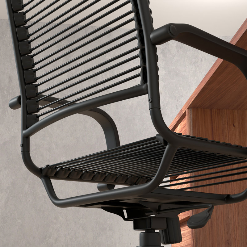 Chaise de travail Juyne Bungee, Noir graphite, Similicuir noir