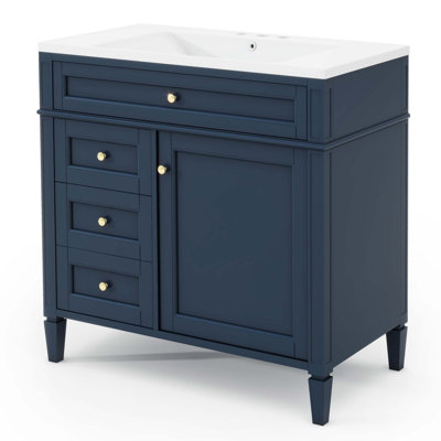Meuble-lavabo moderne 36 po avec lavabo supérieur 36 po et 2 tiroirs