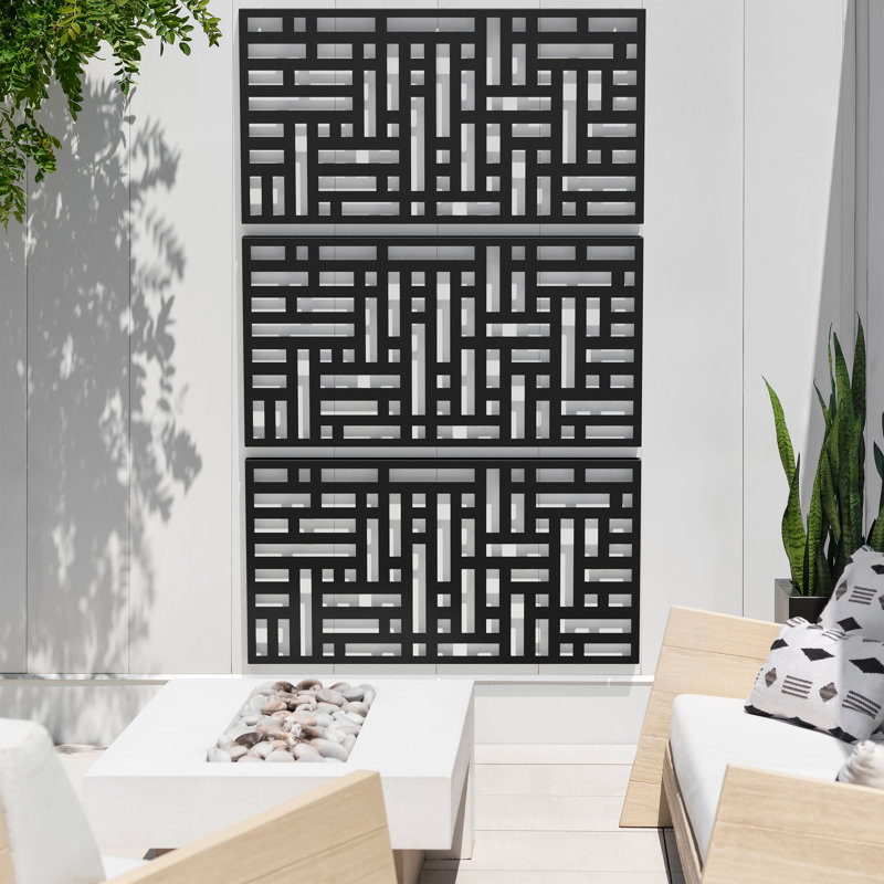 Screen Series Block Pattern Plastic Black Screen Panel (Set of 3)