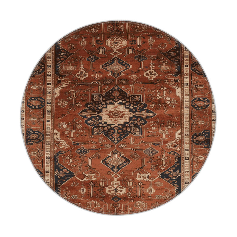 Tapis turc intérieur et extérieur brun, Rond 5 pi