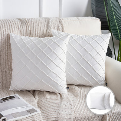 Square 18" Velvet Throw Pillow, Diamond Textured Decorative Pillows