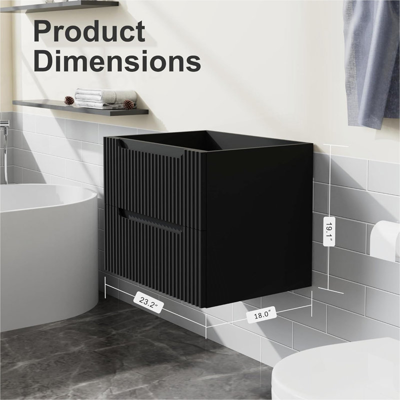 Meuble-lavabo mural flottant de 24 po Goodyo, 19 "H x23.62"W x 18"D