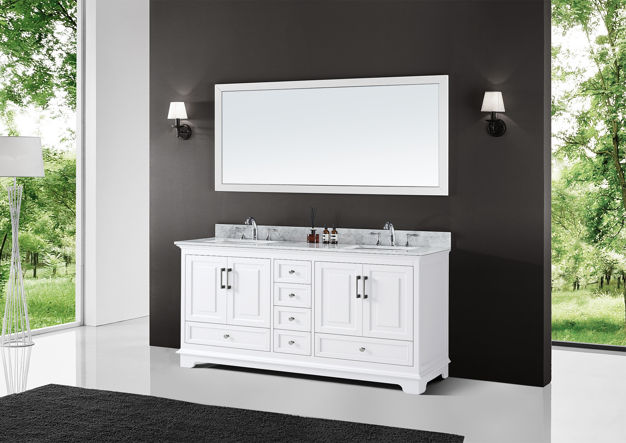 Exclusive Heritage 72" Double Sink Bathroom Vanity In White With ...