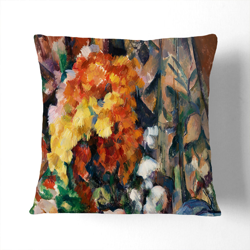 The Flowered Vase Square Throw Cushion, 55cm H x 55cm W x 20cm D, Stone
