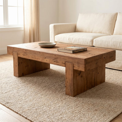 Table basse en bois massif de 47,64 pouces, idéale pour les salons et les chambres
