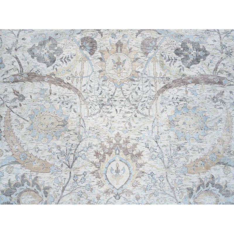 Tapis oriental rond en soie texturée nouée à la main 9 po x 9 po x 9 po x 9 po x 9 po x 9 po 9 po 98D4ADC40F40494AAB942444141CCEB0