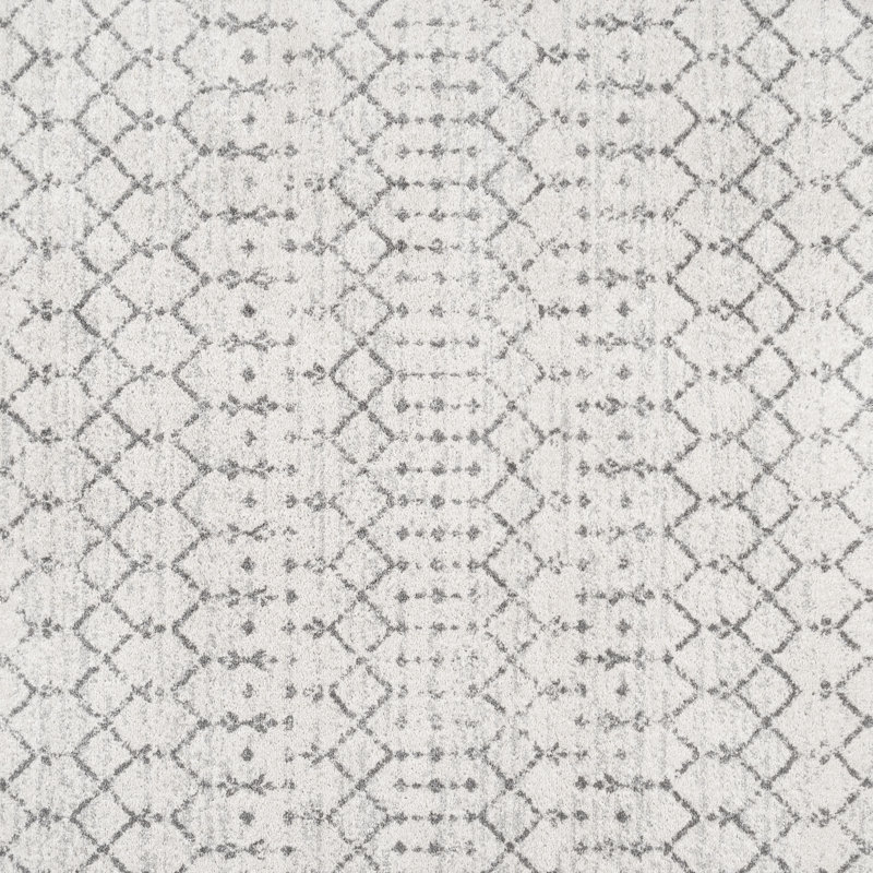 Kateshia Moroccan HYPE Boho Vintage Diamond Cream/Grey Rug, Square 6'