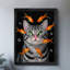 Art mural encadré noir avec chats rétro et poissons rouges-852967584