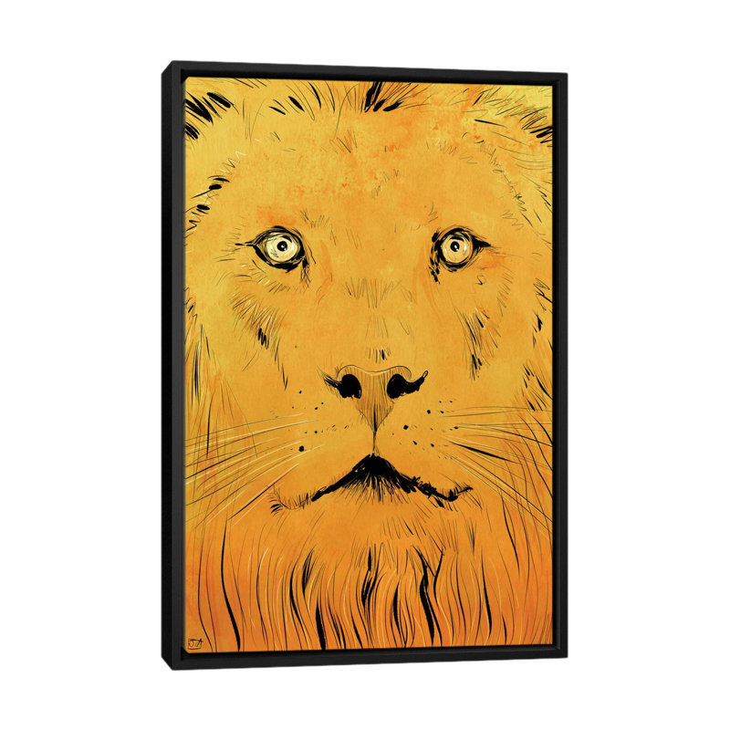 « lion » par giuseppe cristiano, peinture sur toile tendue, H 26 po x l 18 po x P 1,5 po, Toile avec cadre noir, Pas de tapis