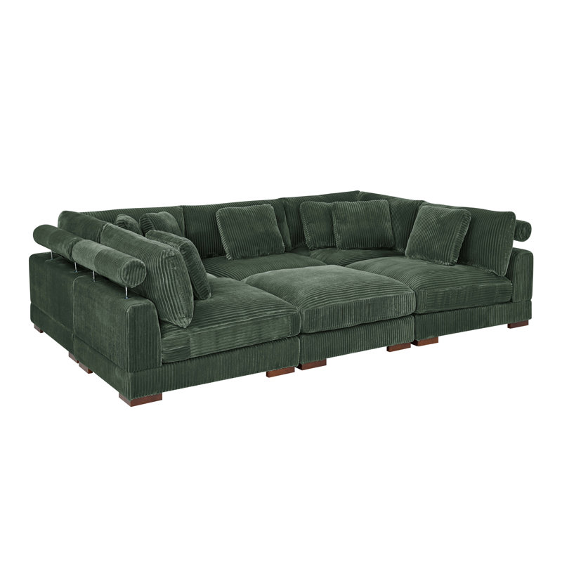 Barcombe Modular Corduroy Sectional, Dark Green Corduroy