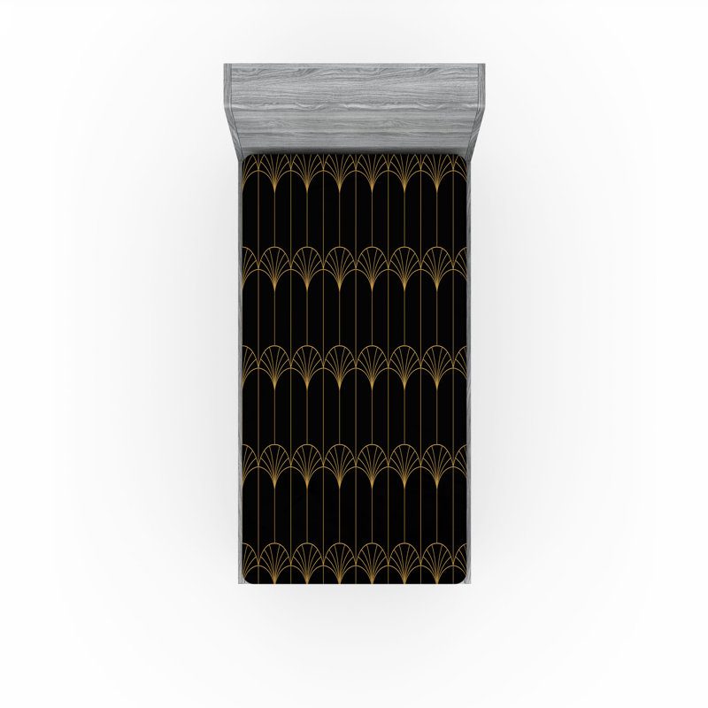  Drap-housse abstrait, Noir / brun sable, Drap-housse pour lit simple TG