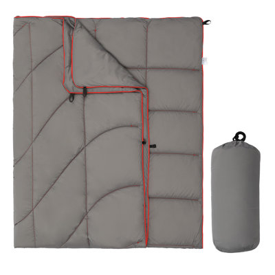 Printed Packable Camping Blanket 79 x 55 in, Waterproof Feature Wearable Travel Throw with Ripstop Carry Bag, Green