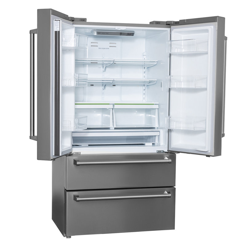 KUCHT Professional 36 po. 22,5 pieds cubes Réfrigérateur autoportant à porte française à profondeur de comptoir en acier inoxydable avec machine à glaçons