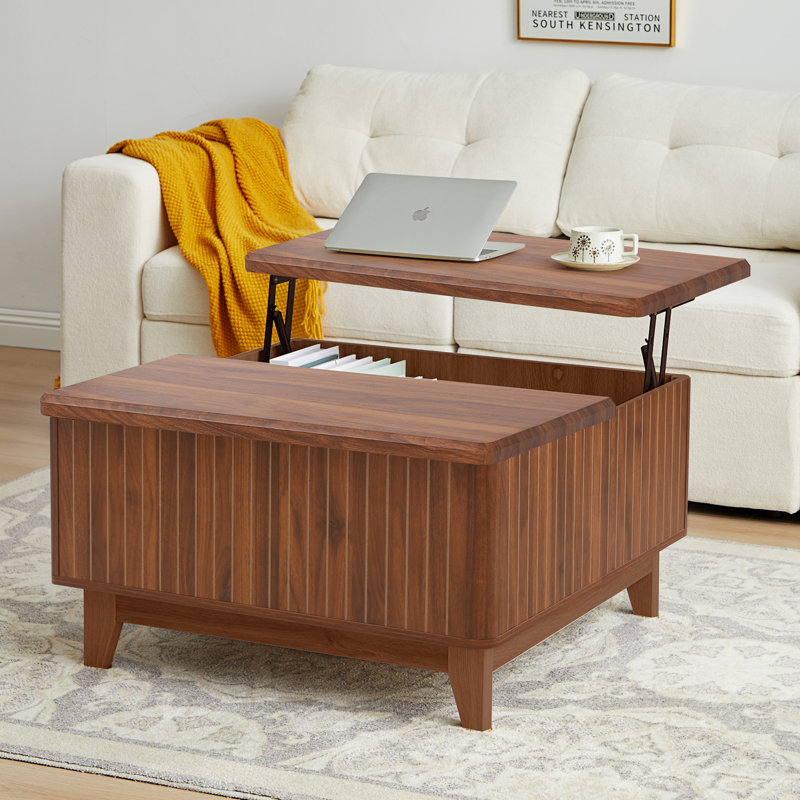 Walnut Lift-Top Coffee Table with Hidden Storage