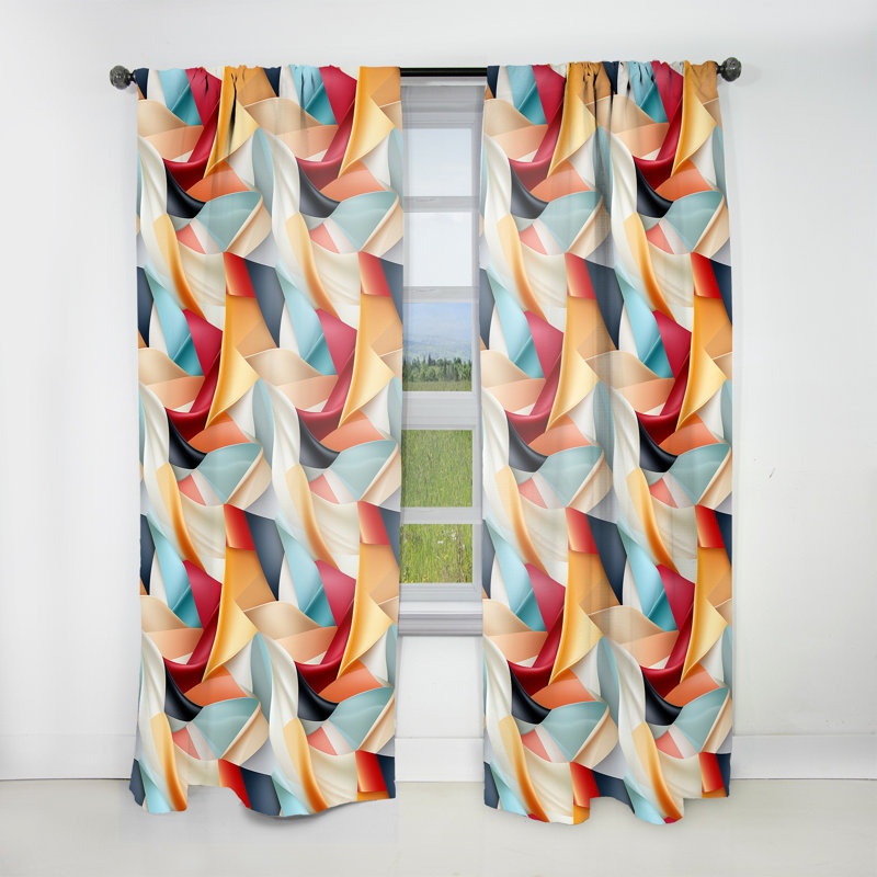 Multicolore géométrique Gridlock II - Rideau moderne - Velours obscurcissant - 1 panneau, L 52 po x L 90 po