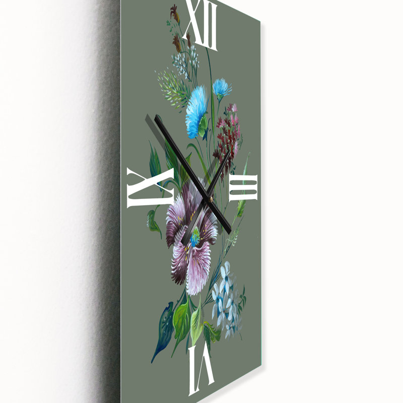 Horloge murale traditionnelle mauve et turquoise, Petit