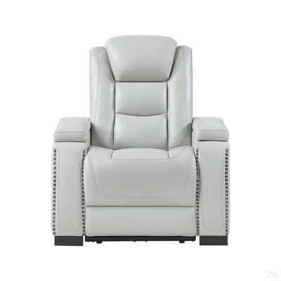 Fauteuil inclinable gris avec appui-tête électrique - DEL et accoudoirs pour bibliothèque