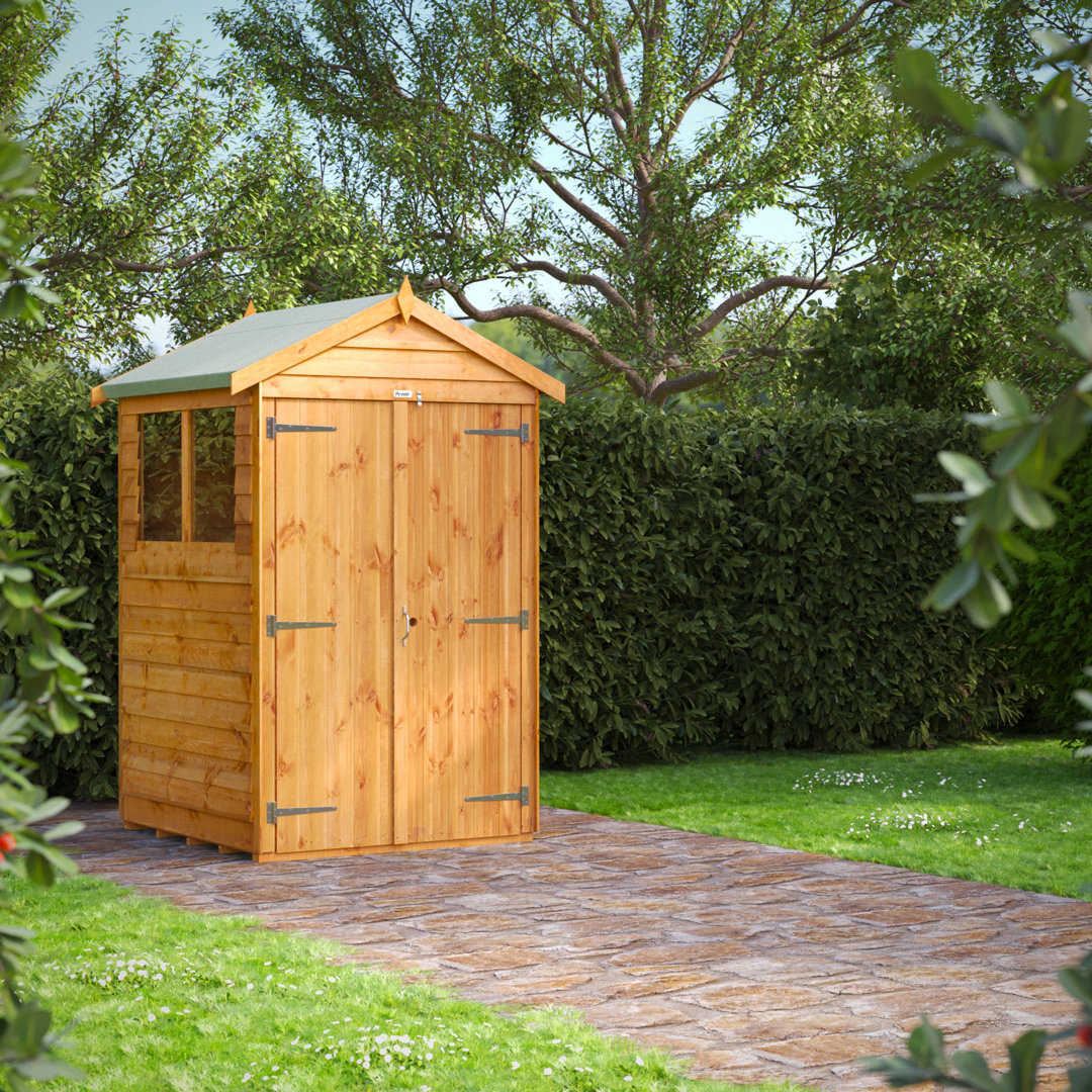 Powersheds 4 x 4ft Timber Overlap Garden Shed, Double Doors