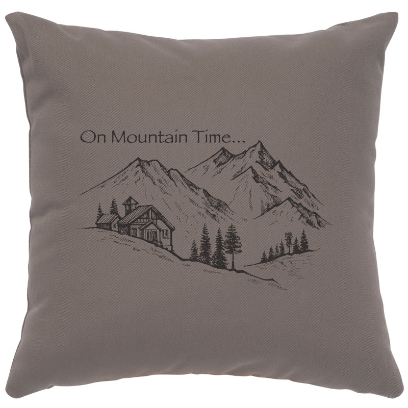 Coussin Wooded River Image - Mountain Time - Coton chrome, Gris