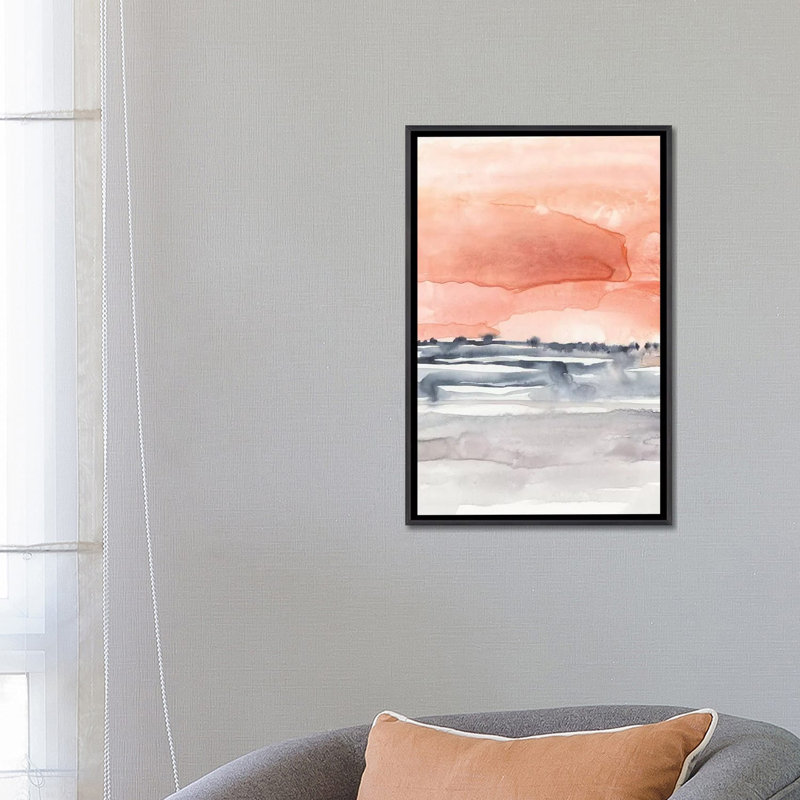 Coral Sky II par Jennifer Goldberger - reproduction d'art, H 26 po x l 18 po x P 1,5 po, Toile avec cadre noir patiné