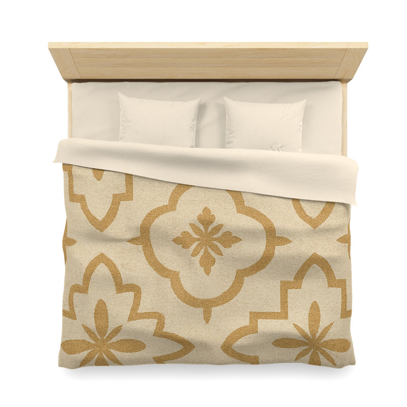Microfiber Duvet Cover Boho Style, Design 34, King Duvet Cover, Cream