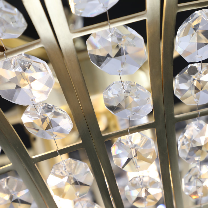 Lustre en cristal à cascade de 8 lumières de 23,6 po de large