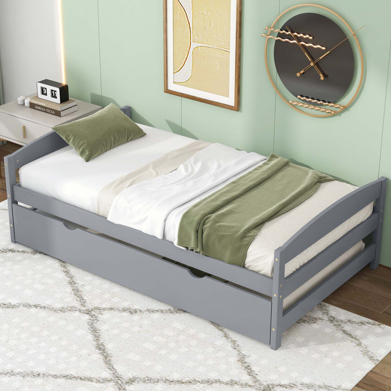 Rollyn Solid Wood Standard Bed, Gray