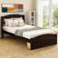 Lit plateforme classique Classic Curved Silhouette, bois massif avec rangement intégré, finition brun riche, aucun sommier tapissier requis