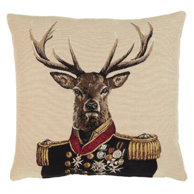 Admiral Stag Tapestry Cushion with Feather Filler 
