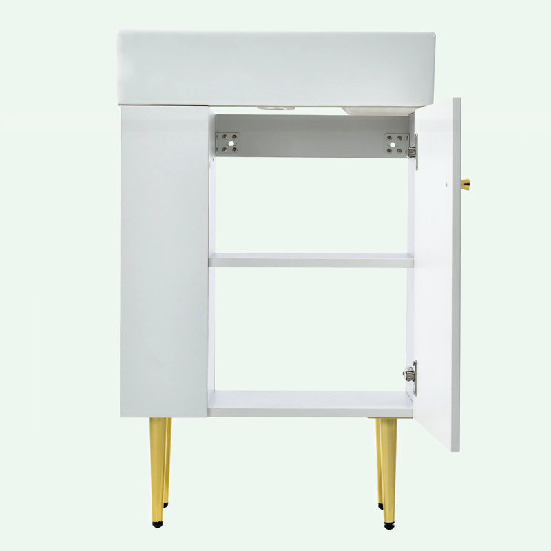 Meuble-lavabo moderne sans lavabo avec rangement à droite