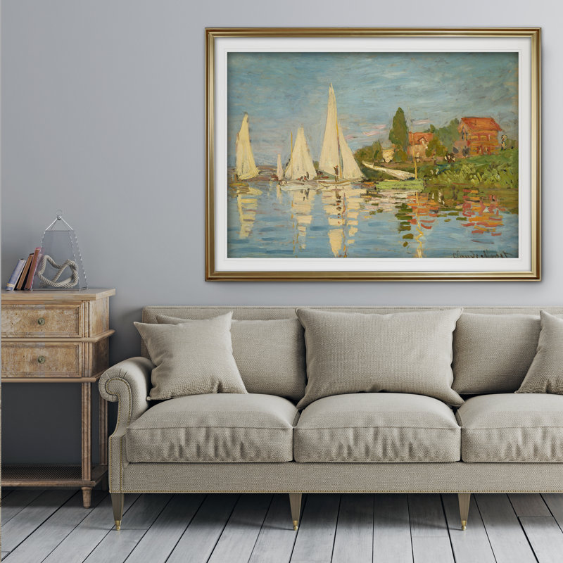 «Regatta at Argenteuil» par Claude Monet, reproduction de peinture à l'huile, H 24 po x l 32 po x P 1,5 po, Cadre doré