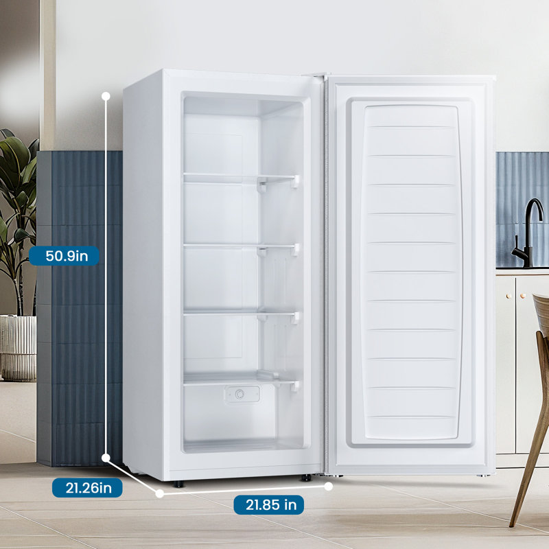 5.9 Cu.ft Upright Freezer, 4 Glass Shelves, 7 Temp Settings