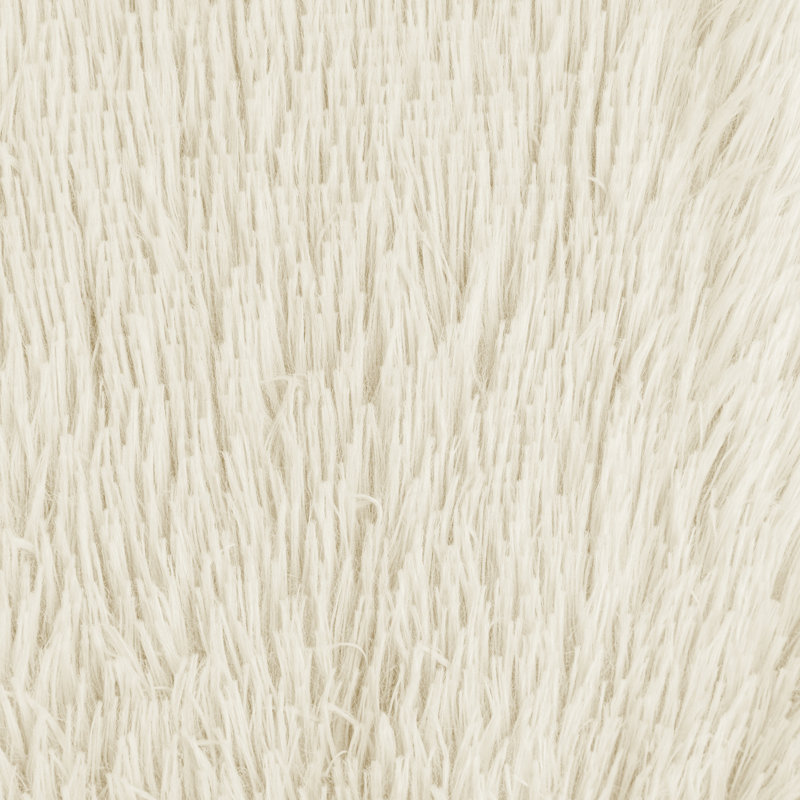 Fourrure à poils longs sur le dessus et bande avec envers antidérapant Oxford., H 3 po x l 20 po x P 26 po, Crème, crème