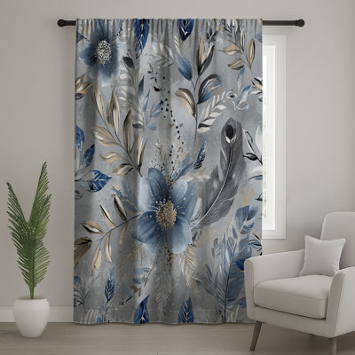 Rideaux floraux, voilages et voilages à motif floral - 1 panneau