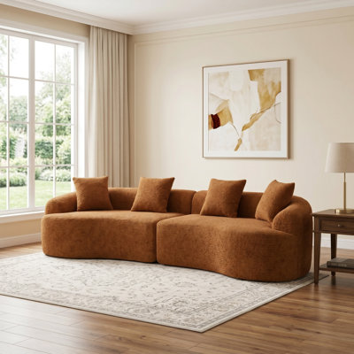 110" Boneless Modular Sectional,  Chenille Sleeper Couch for Living Room Apartment