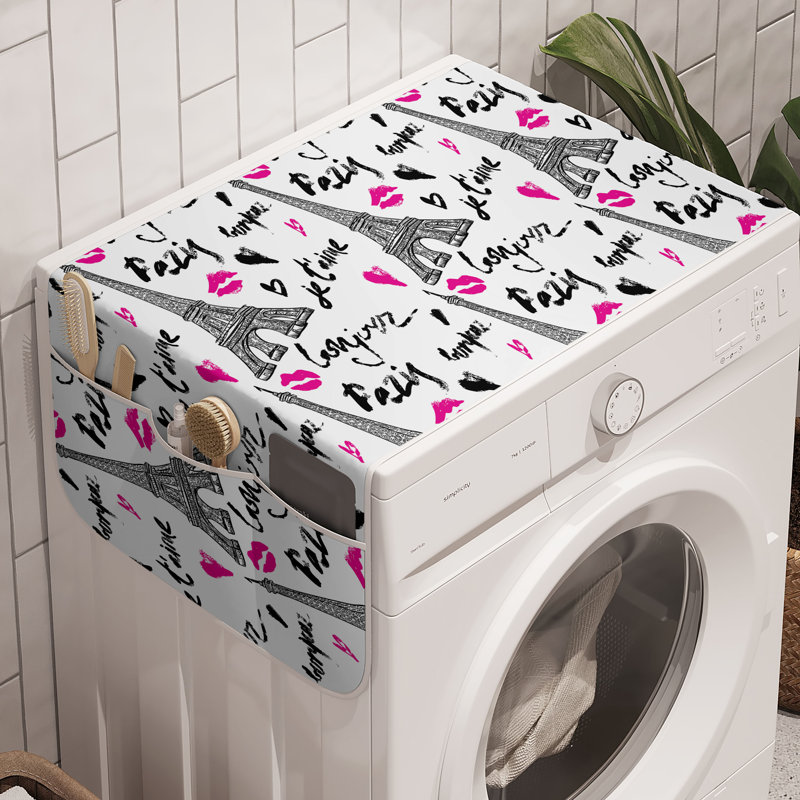 East Urban Home Paris Washing Machine Organizer Pack of 2 47" x 18.5" White Black Pink